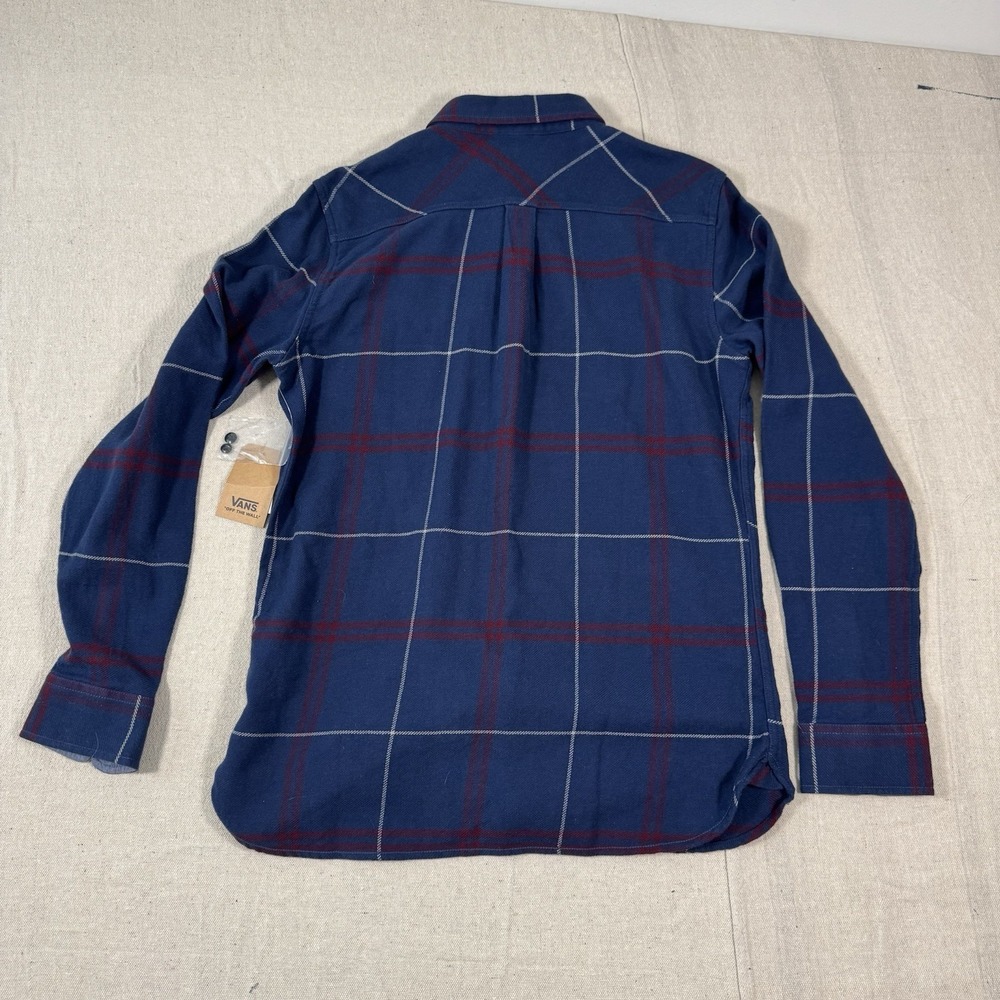 Vans Wayland III Flannel Shirt Medium Tailored Fit Navy Plaid‎ NWT - Picture 2 of 12